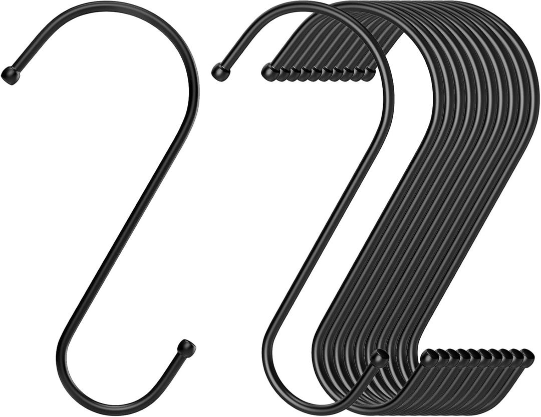 RELBRO Large S Hooks, 6 Inch Metal Hanging Plants Hooks, Reversible, Heavy Duty, Black, 12 Pcs