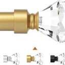 Knobelite Gold 1 Pack Window Treatment Single Curtain Rods, Adjustable Curtain Rod from 48 to 86 Inches with Crystal Finial Finials(4-7.2ft), 1-Inch Curtain Rods for Windows