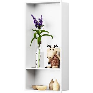 12" X 25" Stainless Steel Shower Niche Insert Tile Ready, Niche for Shower Wall, 2-Tier Recessed Shelves No Tile Needed for Bathroom Storage, White