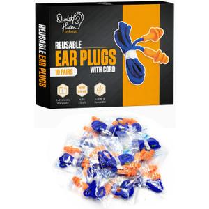 10 Pair Corded Reusable Ear Plugs for Shooting Range Ear Protection for Gun Range - Hunting Ear Plugs for Construction Firearm Ear Protection Shooting Gun Hearing Protection Earplugs Corded
