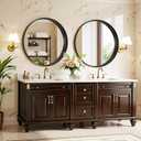 Round Bathroom Mirror, 24 Inch Black Circle Mirror with Metal Deep Frame, Round Mirrors for Wall Decor, Vanity, Entryway, Living Room