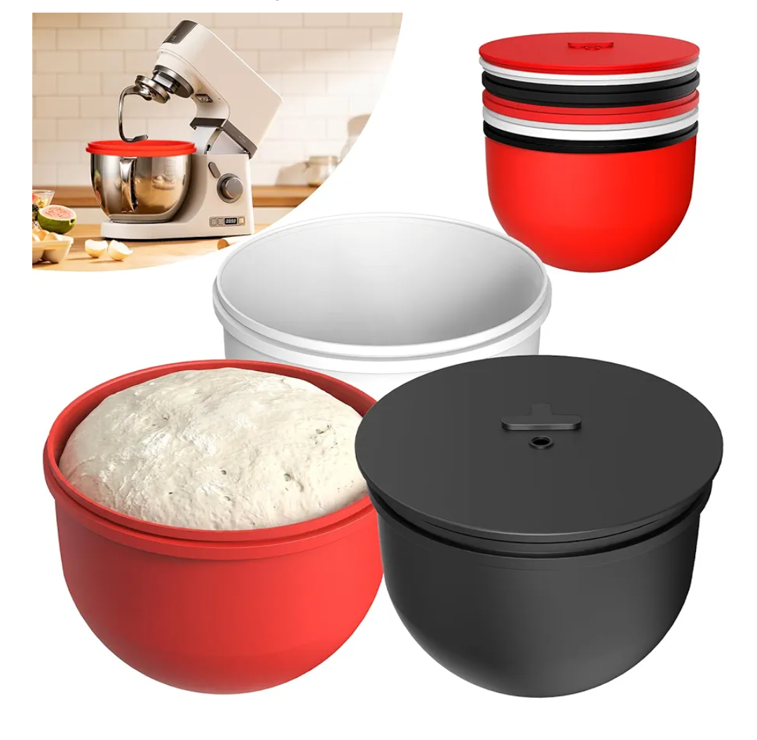 Silicone Bowl Liners for KitchenAid Mixers (3-Piece Set) - Adjustable Fermentation Hole Lid