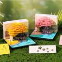 2026 Time Piece Calendar 3D Castle Desk Calendar Memo Pad Paper Tear Away Carving Art Notepad Gift for Valentine's Day Gift Housewarming Office Desktop Decoration (With Calendar & Light) (Marriage Tree - yellow)