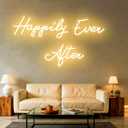 60 Inch Super Large Happily Ever After Neon Sign with Remote Dimmer, LED Lights Sign with Remote Dimmer, Happily Ever After Neon Lights for Bedroom, Lighs Up for Wedding, Birthday Party, Warm White, Total 60 inch