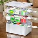 ARSTPEOE 3-Tier Medicine Organizer - Portable Medicine Cabinet with Plastic Handle, Multipurpose Medical Box, Pill Organizer, Empty First Aid Kit for Home