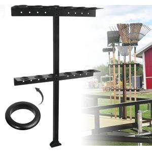 Trailer Tool Rack Shovel Holder - Shovel Rack for Trailer with 6 Tool Holes with Rubber Grommets, Classical Black