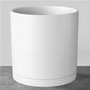 FaithLand 10-Inch Modern Cylinder Planter, Thick-Walled Plastic Plant Pot with Drainage Holes and Detachable Saucer, Matte White, Ideal for Indoor & Outdoor Plants Flowers