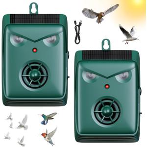 2026 New Solar Ultrasonic Bird Repellent Outdoor, 2 Pack Woodpecker Deterrent for House,Waterproof Pigeon Goose Bird Deterrents for Outside,Birds Repeller Scare Devices for Balconies Garden Orchard