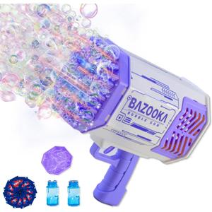 Petrella Toy Bubble Gun for Kids 69 Holes Bubble Machine for Toddlers 1-3 4-8 Girls Boys, Rechargeable Bazooka Bubble Blower Guns for Wedding Summer Outdoor Party with Bubble Solution, Large
