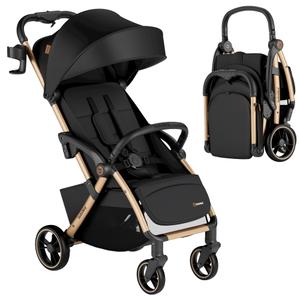 Babideal Lightweight Travel Stroller, Self-Folding Toddler Stroller with 50L Bottom Storage, Large Canopy, Full-Reclining Seat, Cup Holder Included, Newborn to 50lbs