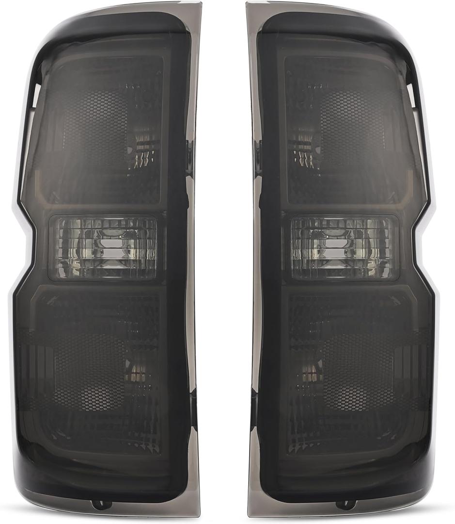 Tail Light Pair Compatible with 2014-2018 Chevy Chevrolet Silverado 1500 2500HD 3500 HD GMC Sierra 3500 HD Dually Model Brake Lamp w/o Bulbs Taillights Black Housing Smoke Lens LH&RH