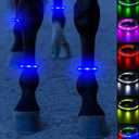 4pcs LED Horse Leg Band, 7 Colors in 1 Light up Horse Tack, USB Rechargeable LED Horse Light - Added Visibility & Safety for Night Horse Riding