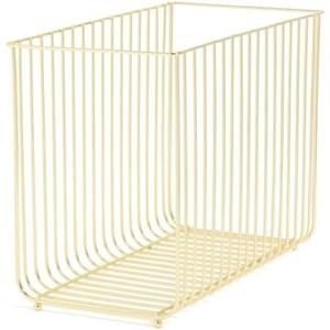 Bent Wire Hanging File Basket 9.2 x 12.4 x 6.1 Inch, Gold Metal Organizer with Handle – Wall Mountable or Freestanding Desk File Holder for Letter Size Hanging Files