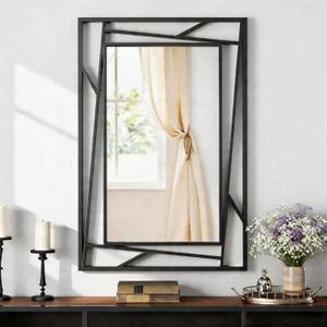 Rectangular Wall Mirror - 36''X24'' Matte Black Metal Framed Farmhouse Bathroom Mirrors for Bedroom Entryway Living Room, Hang Horizontally or Vertically