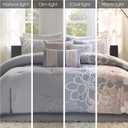 Madison Park Lola 100% Cotton Duvet Set Beautiful Floral Pattern, Ruffle Border Design All Season, Breathable Comforter Cover Bedding, Matching Shams, King/Cal King(104"x92"), Aqua/Grey 6 Piece