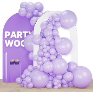 PartyWoo Lavender Balloons 120pcs Different Sizes Pack of 18 12 10 5 Inch Light Pastel Purple Lilac Balloon Arch Kit for Baby Shower Bachelorette Fairy Birthday Princess Party Decorations Purple-Q10