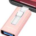 256GB USB Flash Drive for Phone and Pad, High Speed External USB Thumb Drives - Photo Storage Memory Stick for Save More Photos and Videos (Pink, 256GB)