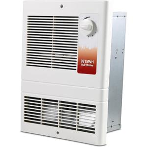 9815WH High-Capacity Wall-Mounted Electric Heater with Built-In Adjustable Thermostat and Silent Motor Delivers 1500W,120/240V Voltage Suitable for Kitchen,Bedroom,Living Room, Corridor, White