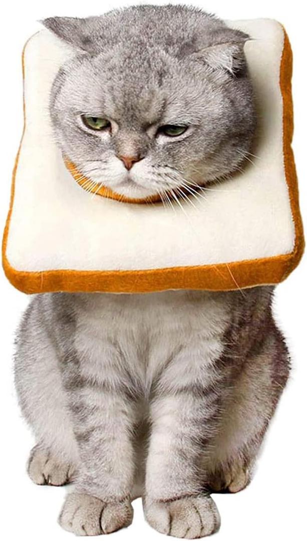 Amakunft Adjustable Cat Cone Collar Soft, Cat Recovery Collar, After Surgery Neck Cone, Elizabethan Collar for Kitten (Toast)