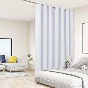 BONZER Extra Wide Room Divider Curtain Screen Partitions Light Reducing Wall Blackout Curtains for Shared Room, 108L x 108W Inch (9L x 9W ft), 1 Panel, Greyish White