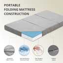 CH Charme House Folding Mattress, 4 Inch Single Tri Folding Memory Foam Mattress for Camping Guest Bed, Washable Cover & Non-Slip Bottom, 75" x 25" x 4", Grey
