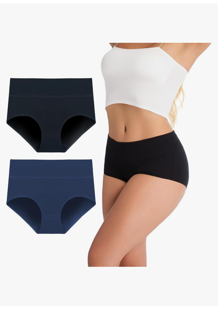 Women's Cotton Underwear High Waisted Panties Soft Underpants (2Pack), Size XL