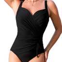 TASHEHE Women's One Piece Swimsuit Sexy Push Up Underwire Bathing Suit Ruched High Waisted Tummy Control Swimwear (XX-Large,Black)