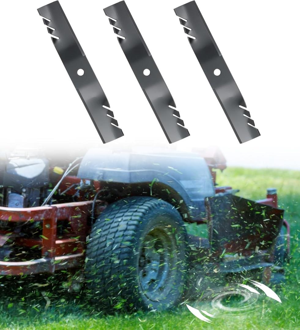 ELITEWILL 3 Mower Blade Mulching Blades Set Fit for 54 in John Deere M143520, M145516, M152726, Lawn Mower Parts, Black