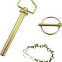 1PC Heavy Duty Steel Hitch Pin with Chain and Linchpin, Length 6 1/4inch160mm Long, for Secure Mounting of Hitches and Axles (Size: (22 x 160mm)/ 7/8inx 6-1/4 in)