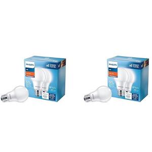 Philips LED Basic Frosted Non-Dimmable A19 Light Bulb - EyeComfort Technology - 800 Lumen - Soft White (2700K) - 10W=60W - E26 Base - Indoor - 4-Pack