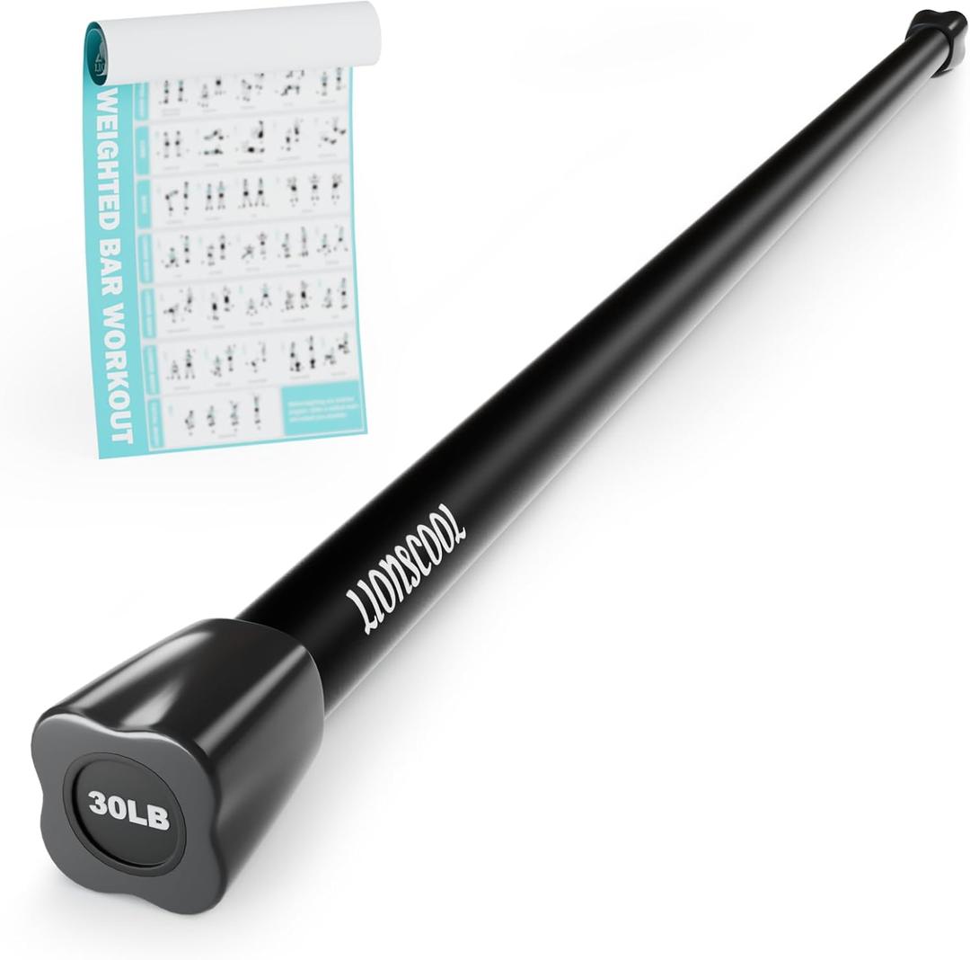 LIONSCOOL Workout Weighted Bar,Padded Exercise Weight Bar, Solid Steel Stretching weighted bar set for Body Sculpting, Physical Therapy,Body Toning