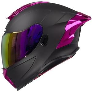 Crown Racing Compact Motorcycle Helmets, Full Face Motorcycle Street Bike Helmet, DOT Approved Model-LW600 Purple, Size-L