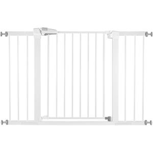 BABELIO Metal Baby/Dog Gate 29''-48'' Auto Close Extra Wide Pet Barrier for Stairs & Doorways, Pressure Mounted Walk Thru Child Door, NO Need Tools and Drilling, with Wall Cups (28"Tall 29"-48" Wide, White)