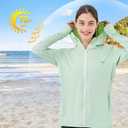 Commollis Sun Protection Clothing Women - Long Sleeve Zip Up Hoodie Women for Running, Athletic Hiking Jacket Sun Shirt (Green, L)