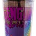 Silver Buffalo Pokemon Plastic Cold Cup with Lid and Straw Topper Featuring Genger, 24 Ounces