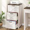 Tall Farmhouse File Cabinet with 3 Drawers for Home Office, White and Brown, File Cabinet with Legs