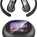 Micool Open-Ear Earbuds Wireless with Color Touch Screen, AI Dialogue Mode, Clip On Headphones Bluetooth 5.4 with 54H Playtime, Noise Cancelling Wireless Headphones, Hi-Fi Sound (Matte Black)