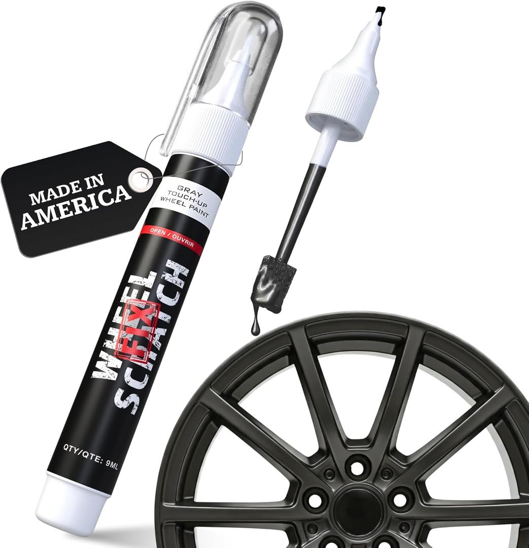 Wheel Scratch Fix Dark Grey Magic Car Scratch Remover Pen - Alloy Wheel Touch Up Paint Pen for Cars, Curb Rash Removal with Fast-Drying & Long-Lasting OEM Finish, Vehicles Rim Repair Paint for Chip (Satin Dark Gray (Pen Only))