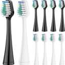 Replacement Toothbrush Heads for AquaSonic Duo Series and Home Dental Center Electric Toothbruh, NOT Compatible with Duo Series Pro, 5 White + 5 Black (1 Count (Pack of 10))