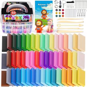 CiaraQ Polymer Clay Starter kit, Oven Bake Modeling Clay with Sculpting Tools, 50 Colors, 3.46 lbs (25g / pcs)
