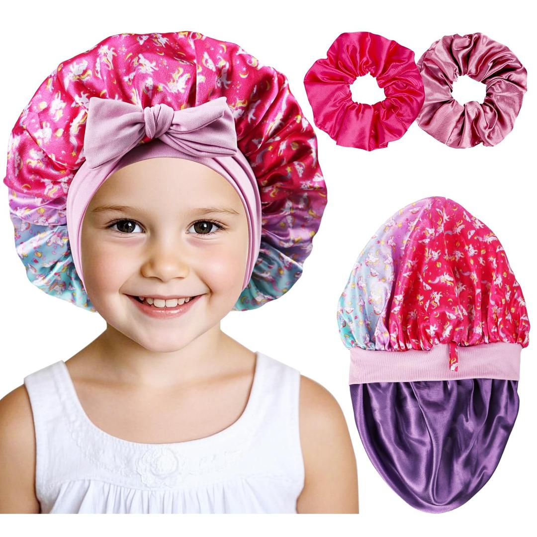 Kids Bonnets for Girls Sleeping Satin Toddler Bonnet Sleep Hair Cap Boys