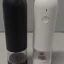 KTKUDY Rechargeable Electric Salt and pepper Grinder Set - Built-In 500mAh Battery - Automatic Peppercorn and Sea Salt Spice Mill & Shakers Set with LED Light, Adjustable Coarseness (Black & White, Set of 2)