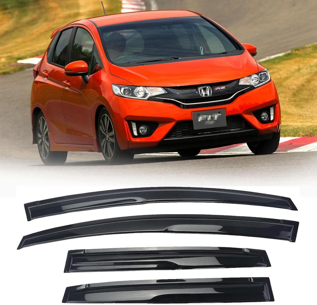 AVS Window rain Guards Window Visor Compatible with 2009-2014 H-onda FIT 4 Door Rain Guards Outside Mount Vent Sun Rain Wind Guards Window Visors for Cars, Vent Deflector 4 pcs 94129