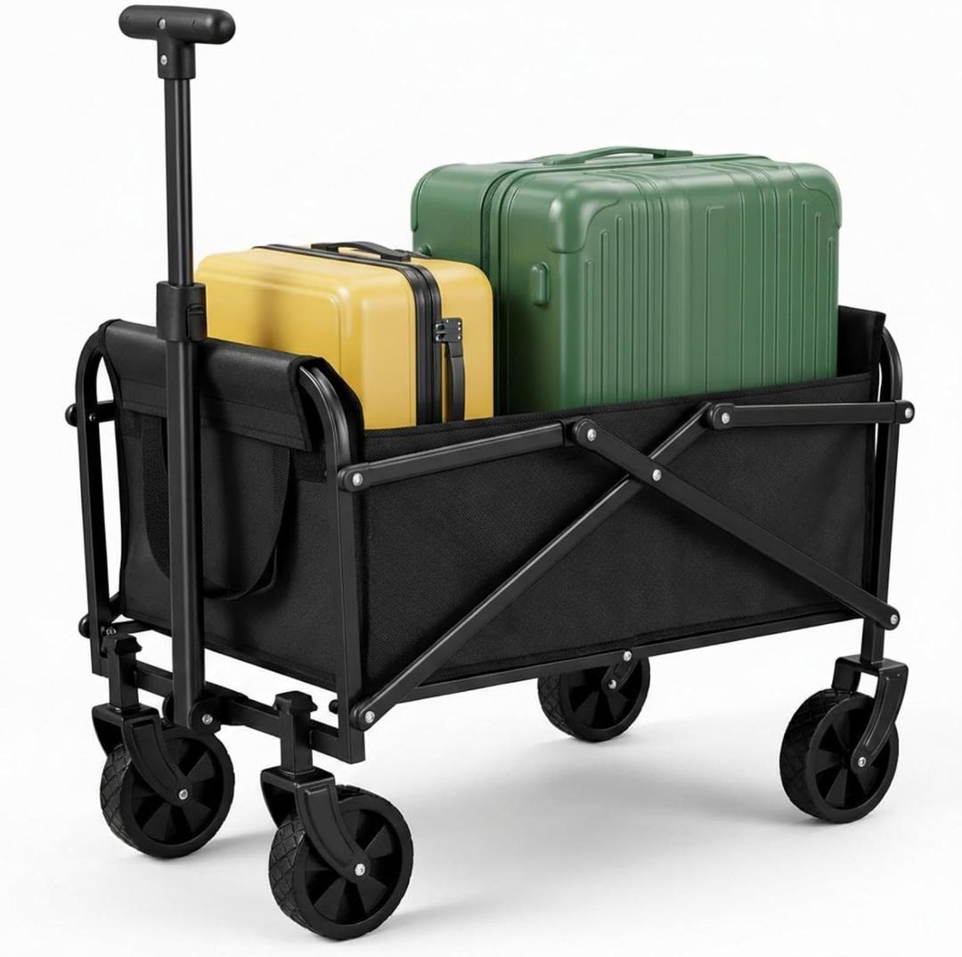 120L Small Collapsible Wagon Cart Foldable Garden Cart with All Terrain Wheels, Large Capacity Utility Wagon for Beach, Camping, Grocery, Shopping, Outdoor Sports