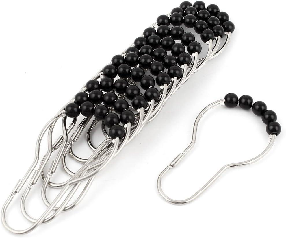 Home Bath Outdoor Dcor Black Rollerball Rolling Shower Curtain Rings Clip Outdoor Curtains Hooks 12pcs