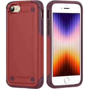Shockproof for iPhone Case,[Military Grade Drop Protection],Pocket-Friendly,Full-Body Protective Basic Back Cover (Red, iPhone se 2022/2020 iPhone 8/iPhone 7)