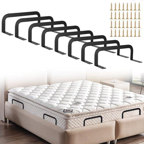 Pafeooui 8 Pack Mattress Retainer Bar – Heavy-Duty Anti-Slip Mattress Gripper for Wooden/Adjustable/RV Beds | Black Iron Stabilizers with 32 Screws (10.2” x 3.1” x 3.5”)
