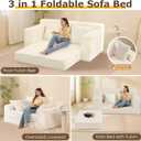 Cidludto Convertible Sofa Bed, 3 in 1 Loveseat Folding Couch Bed Foldable - Chaise Lounge Chair & Floor Futon Sleeper, Corduroy Pull Out Sofa Bed with 4 Pillows for Living Room, Beige, Loveseat-53''