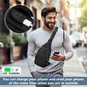 JASGOOD Sling Bag for Men Women, Crossbody Bag Faux Leather Fanny Pack Waterproof Chest Bag Backpack for Travel,Hiking