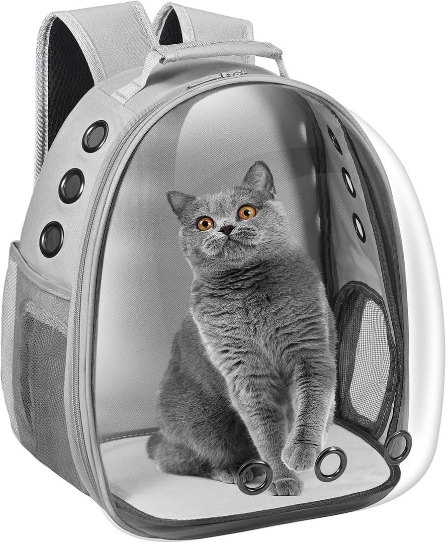 Cat Carrier Backpack, Pet Carrier Backpack Front Pack for Small Medium Cat Puppy Dog Carrier Backpack Bag Space Capsule, Airline-Approved Pet Carrier for Travel Hiking Walking Camping (Grey)